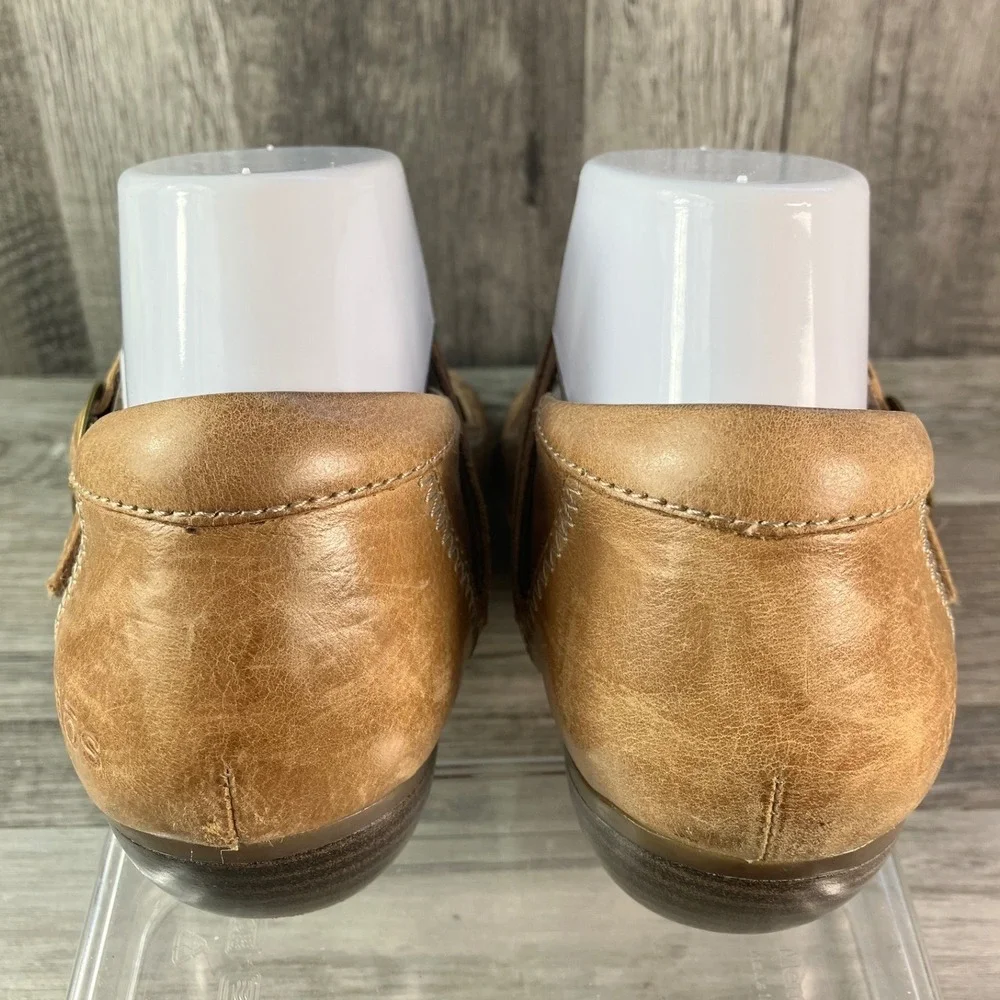 Taos Esteem Tan Leather Mary Jane Pumps Laser Cut Perforated Block Heel 8 EU 39